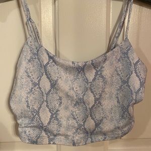 Blue snake print crop top